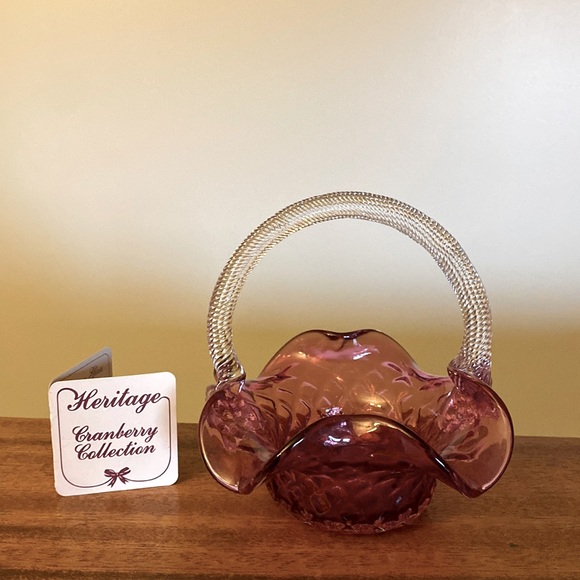 Heritage Cranberry Collection Decorative Dish w Handle - Picture 1 of 11
